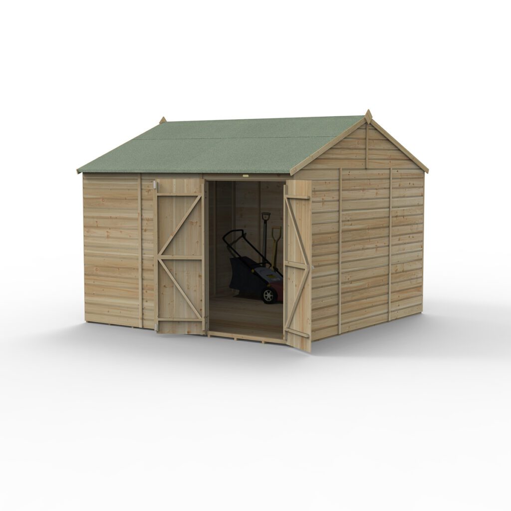 Beckwood 10×10 Reverse Apex Shed – No Windows – Double Door with Installation 5013053197868 2
